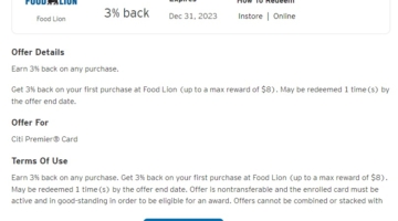 Food Lion Citi Offer 3% back