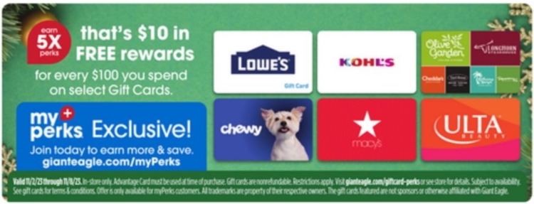 Giant Eagle gift card deal 11.02.23.