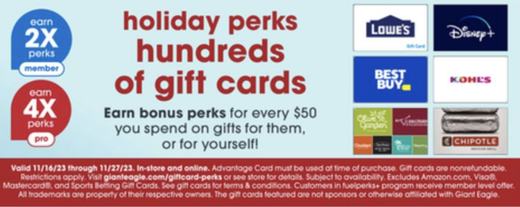 Giant Eagle gift card deal 11.16.23