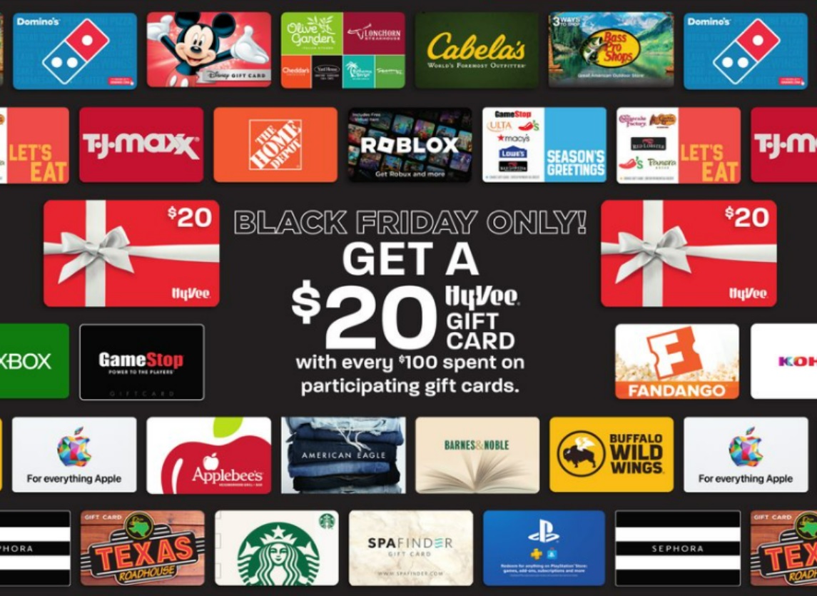 HyVee Black Friday Gift Card Deal Buy 100 Any Third Party Gift Cards