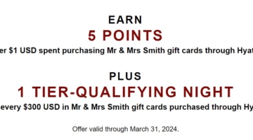 Mr & Mrs Smith Gift Card Promotion Hyatt