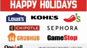 One4All Happy Holidays Red Gift Card