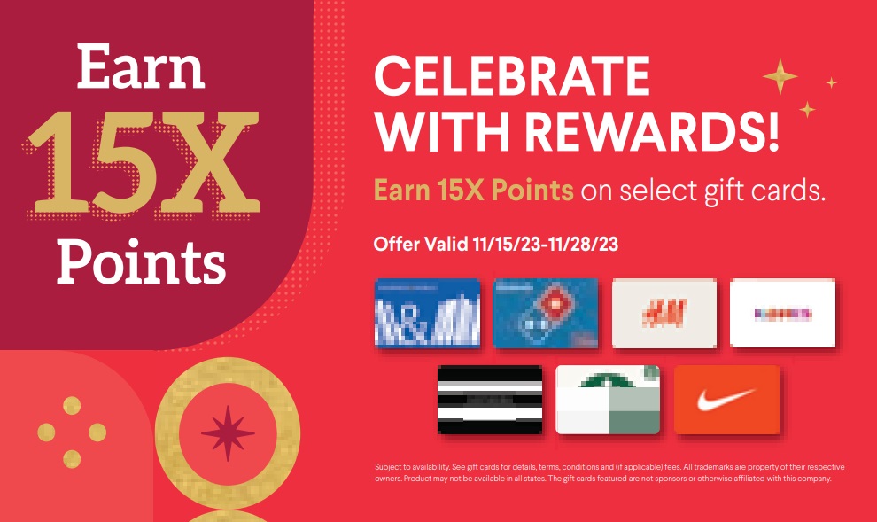 Raley’s/Bel Air/Nob Hill Foods Earn 15x Points On Select Gift Cards
