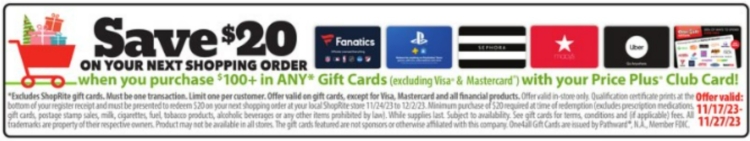 ShopRite gift card deal 11.17.23.
