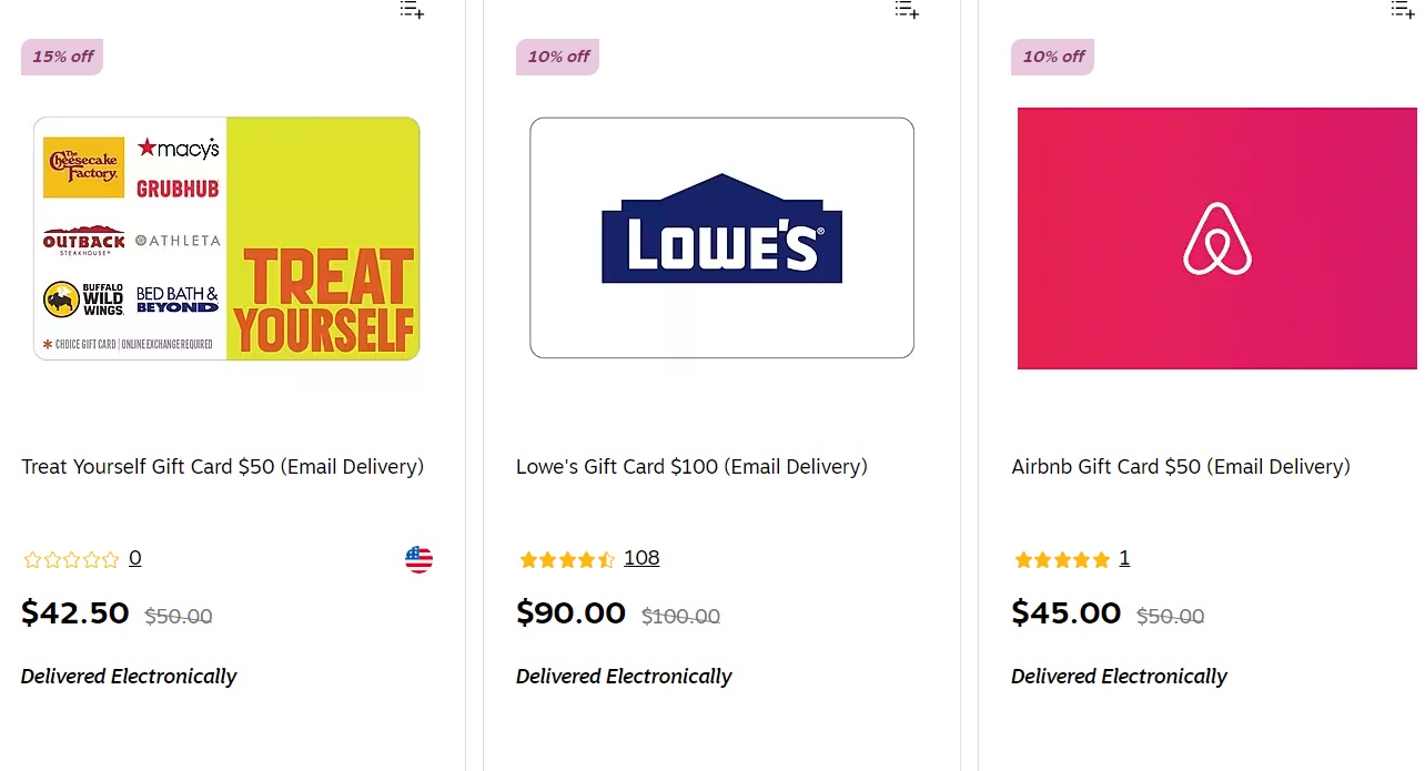Save 1015 On Select Gift Cards (Airbnb, Lowe's, Choice