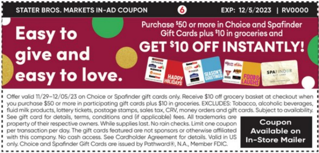 Gift Cards - Stater Bros. Markets