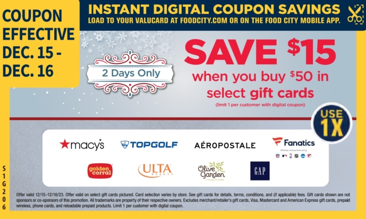 Food City gift card deal 12.15.23