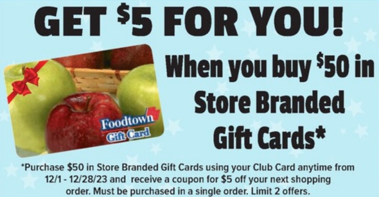 Foodtown gift card deal 12.01.23