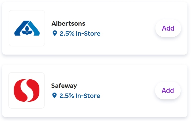 Rakuten 2.5x In-Store Safeway Albertsons