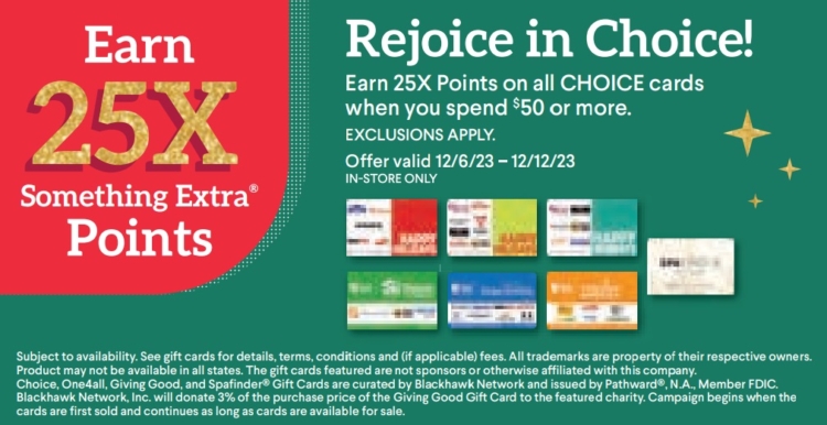 Raley’s, Bel Air & Nob Hill Foods gift card deal Choice 25x 12.06.23