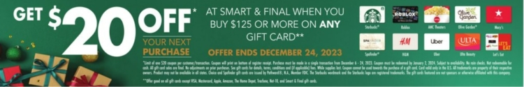 Smart & Final gift card deal 12.06.23