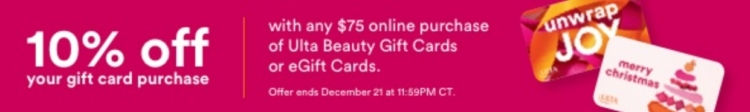 Ulta Beauty 10% off $75+