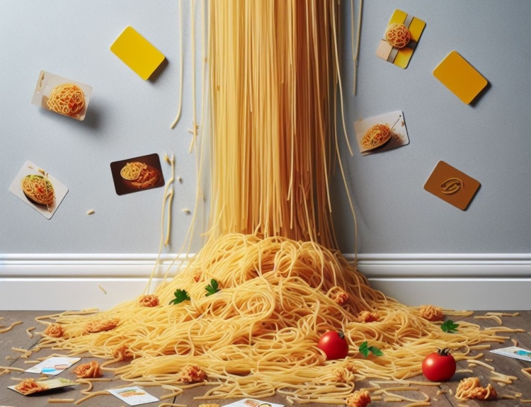 Spaghetti thrown against wall gift cards