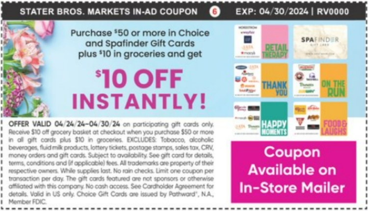 Stater Bros gift card deal 04.24.24