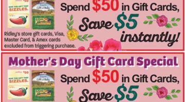 Ridley's gift card deal 05.07.24