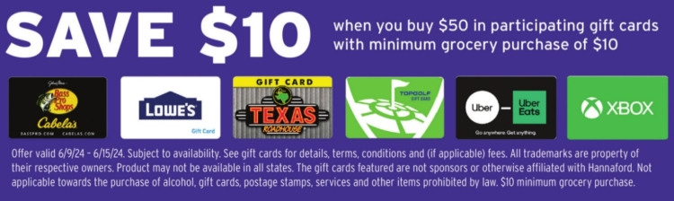 Hannaford gift card deal 06.09.24.