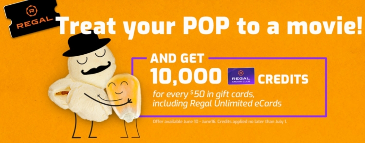 Regal Buy $50 gift card get 10,000 credits