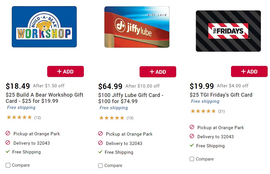 BJ's Wholesale Club Save Extra On Gift Cards For Jiffy Lube, TGIs