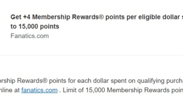 Fanatics Amex Offer +4 Bonus Membership Rewards $3,750 spend