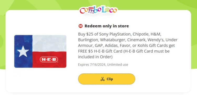H-E-B gift card deal 07.03.24