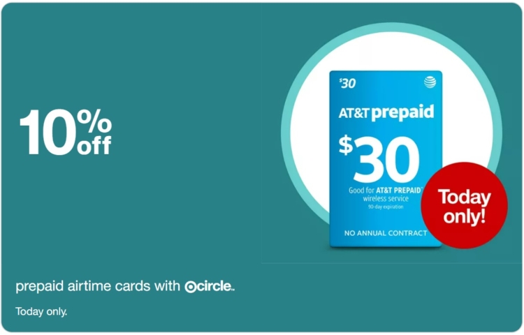 Target prepaid phone gift cards deal 10% off