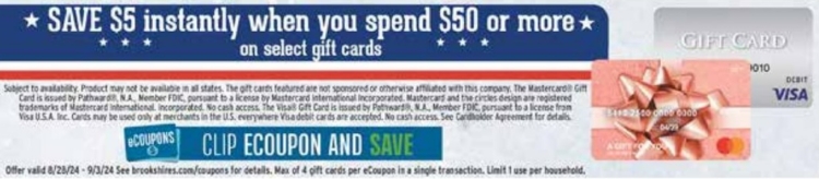 Brookshire's gift card deal VGC MGC 08.28.24