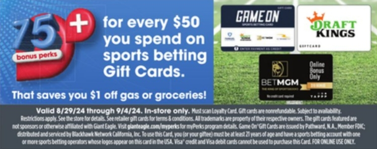 Giant Eagle gaming gift card deal 08.29.24