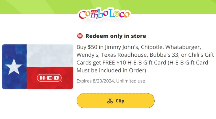 H-E-B gift card deal 08.07.24