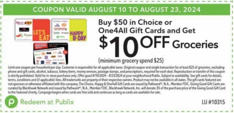 Publix gift card deal 08.14.24