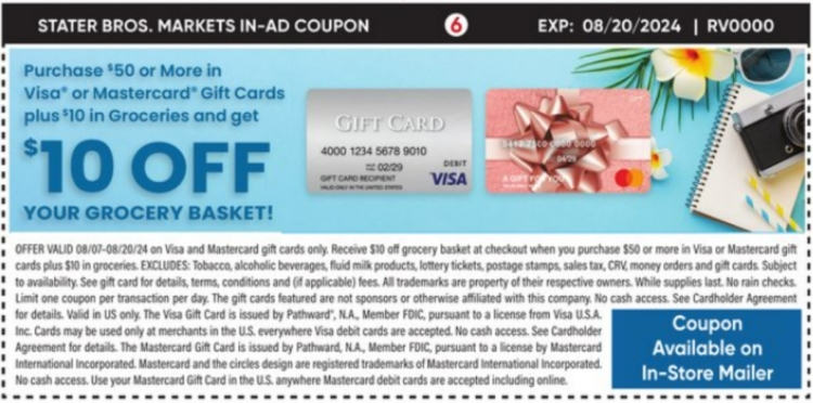 Stater Bros gift card deal 08.07.24