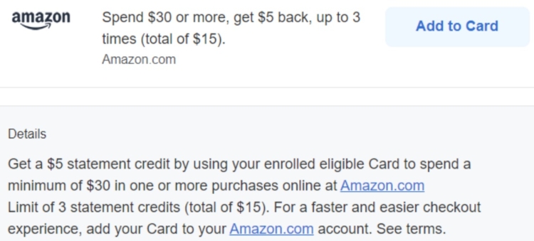 Amazon Amex Offer spend $30 get $5
