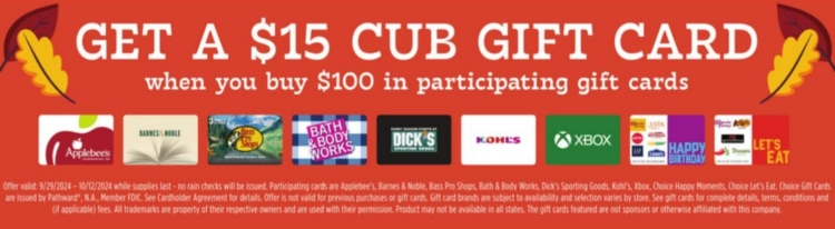 Cub gift card deal 09.29.24.