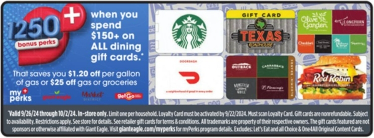Giant Eagle gift card deal 09.26.24.