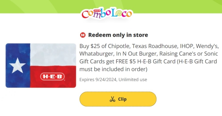 H-E-B gift card deal 09.11.24