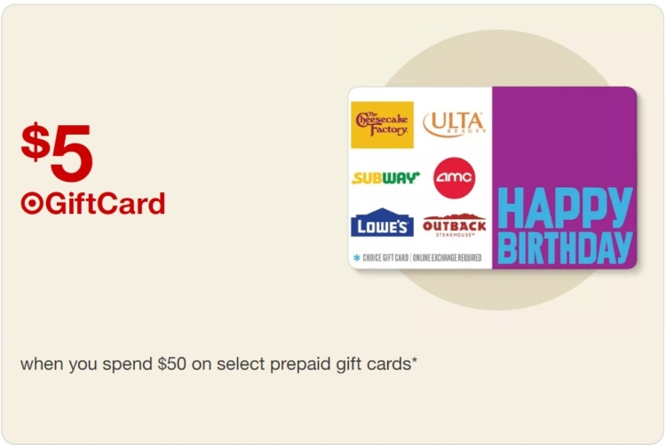 Target $50 $5 Choice