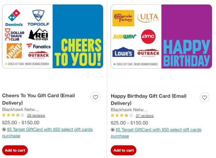 Target Choice $50 $5