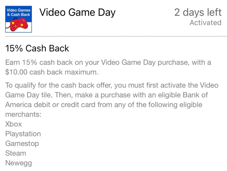 Video Game BankAmeriDeal