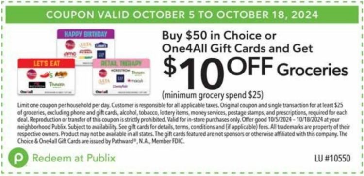 Publix gift card deal 10.09.24