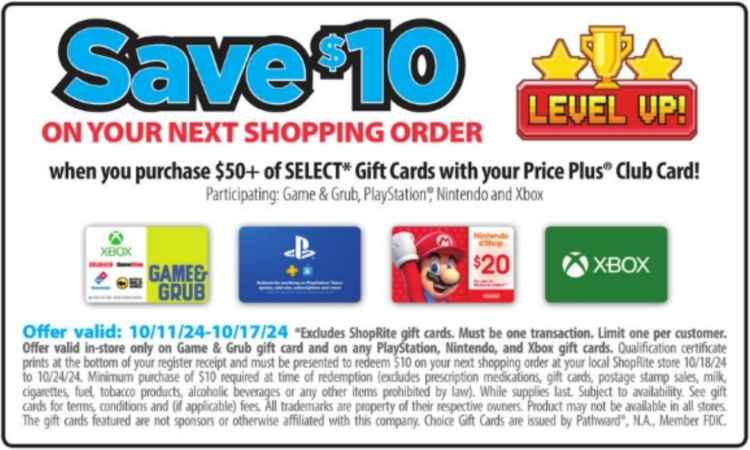ShopRite gift card deal 10.11.24
