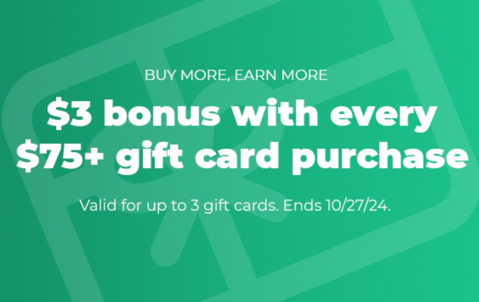TopCashback gift card deal spend $75 get $3 bonus cashback